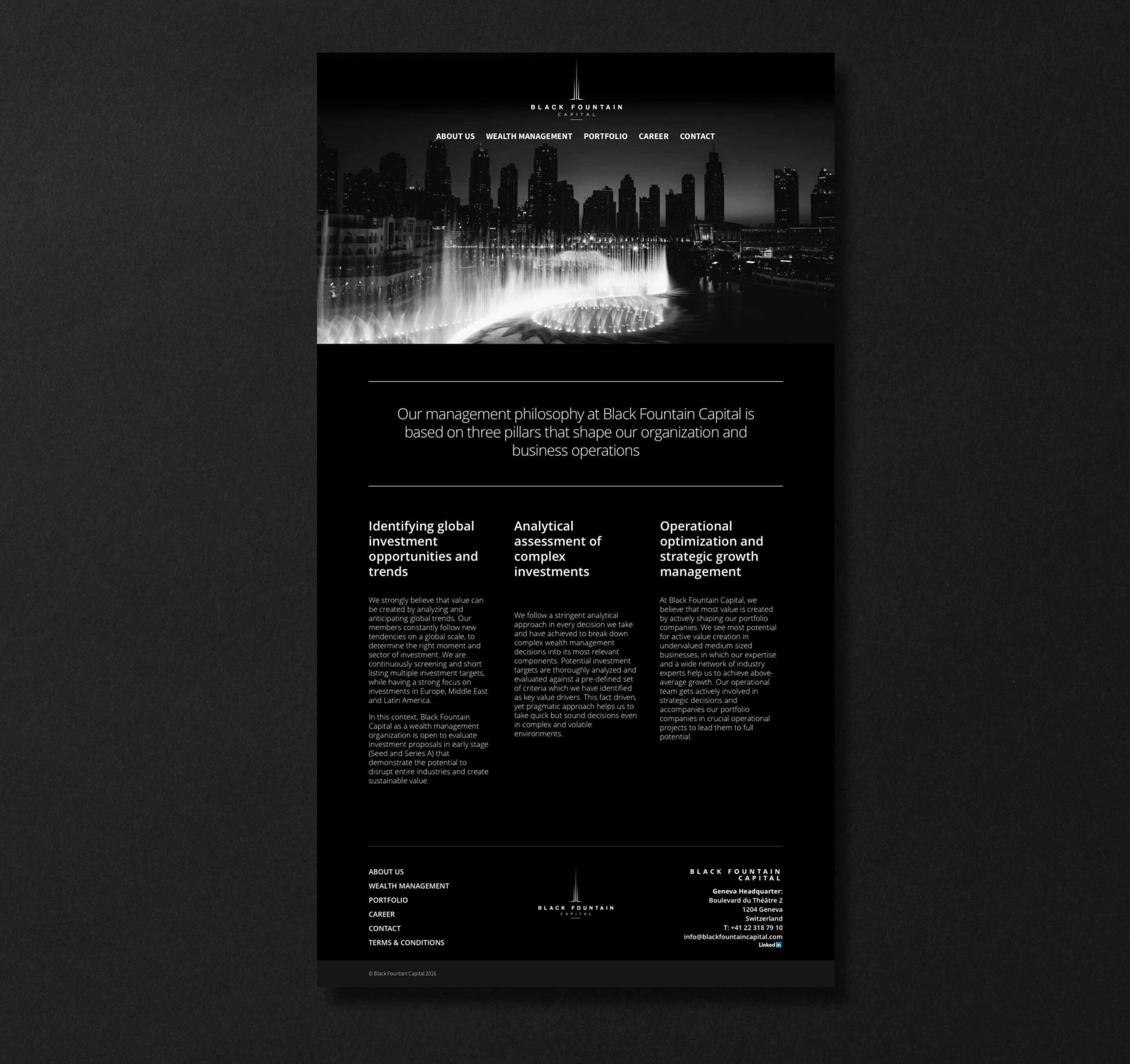 Identidad visual de la gestora ginebrina Black Fountain Capital, obra de Mariona Agency