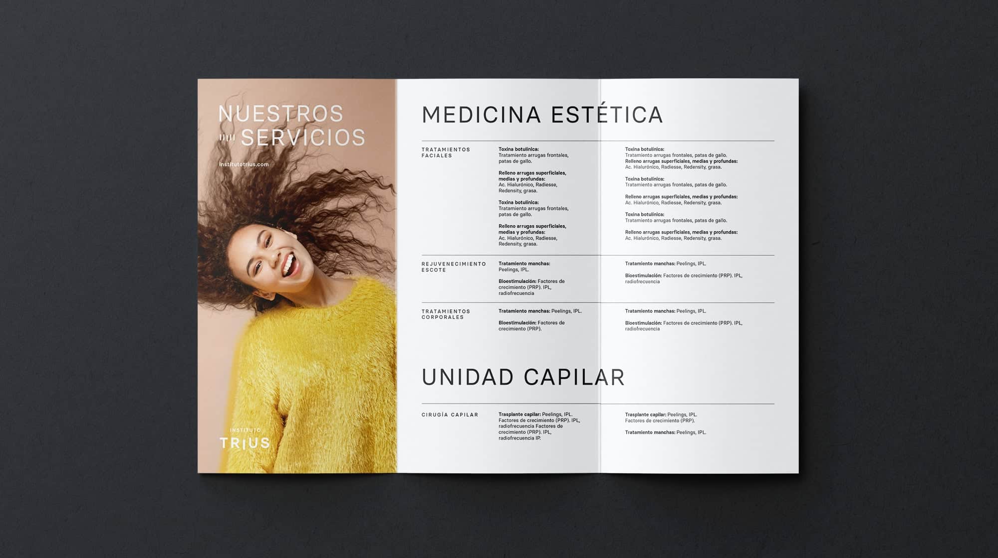 Folleto informativo del Instituto Trius diseñado por Mariona Agency