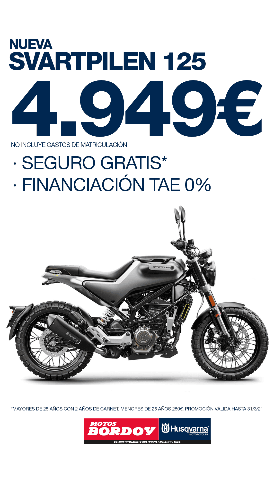 Formato vertical para punto de venta de una marca de Motos Bordoy