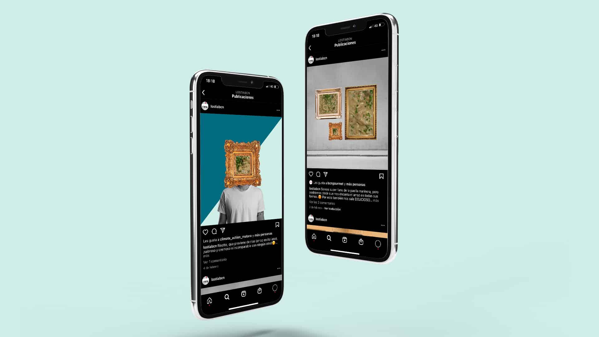 Contenidos de redes sociales de L’Òstia diseñados por Mariona Agency