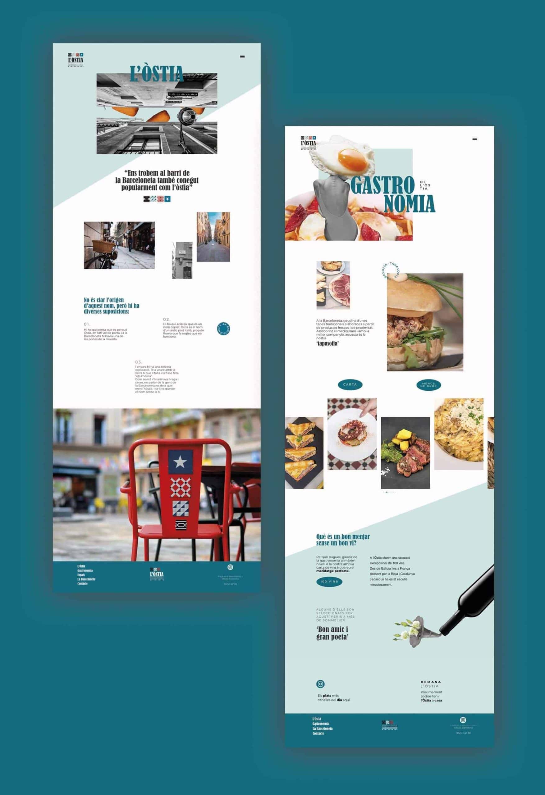 Web del restaurante L’Òstia desarrollada por Mariona Agency