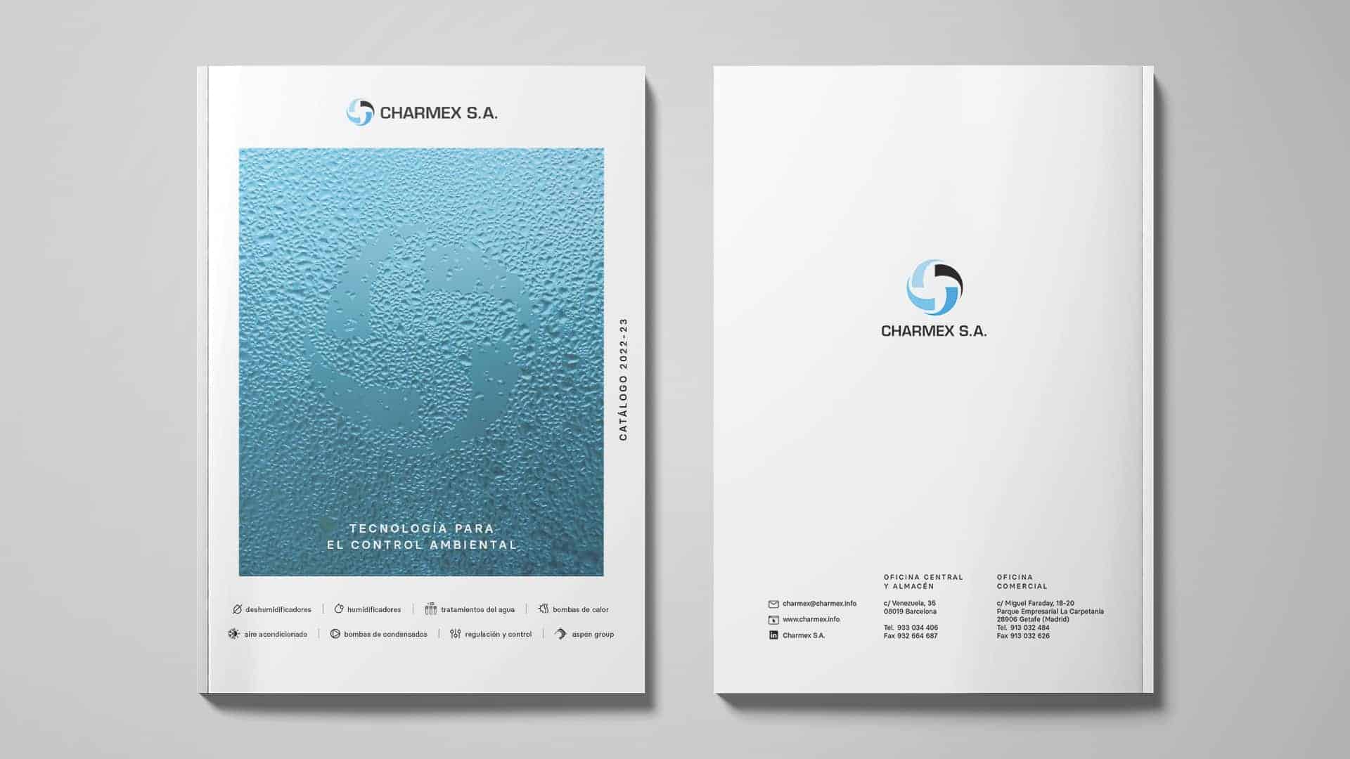 Catálogo de productos de Charmex Aire, diseño y maquetación de Mariona Agency