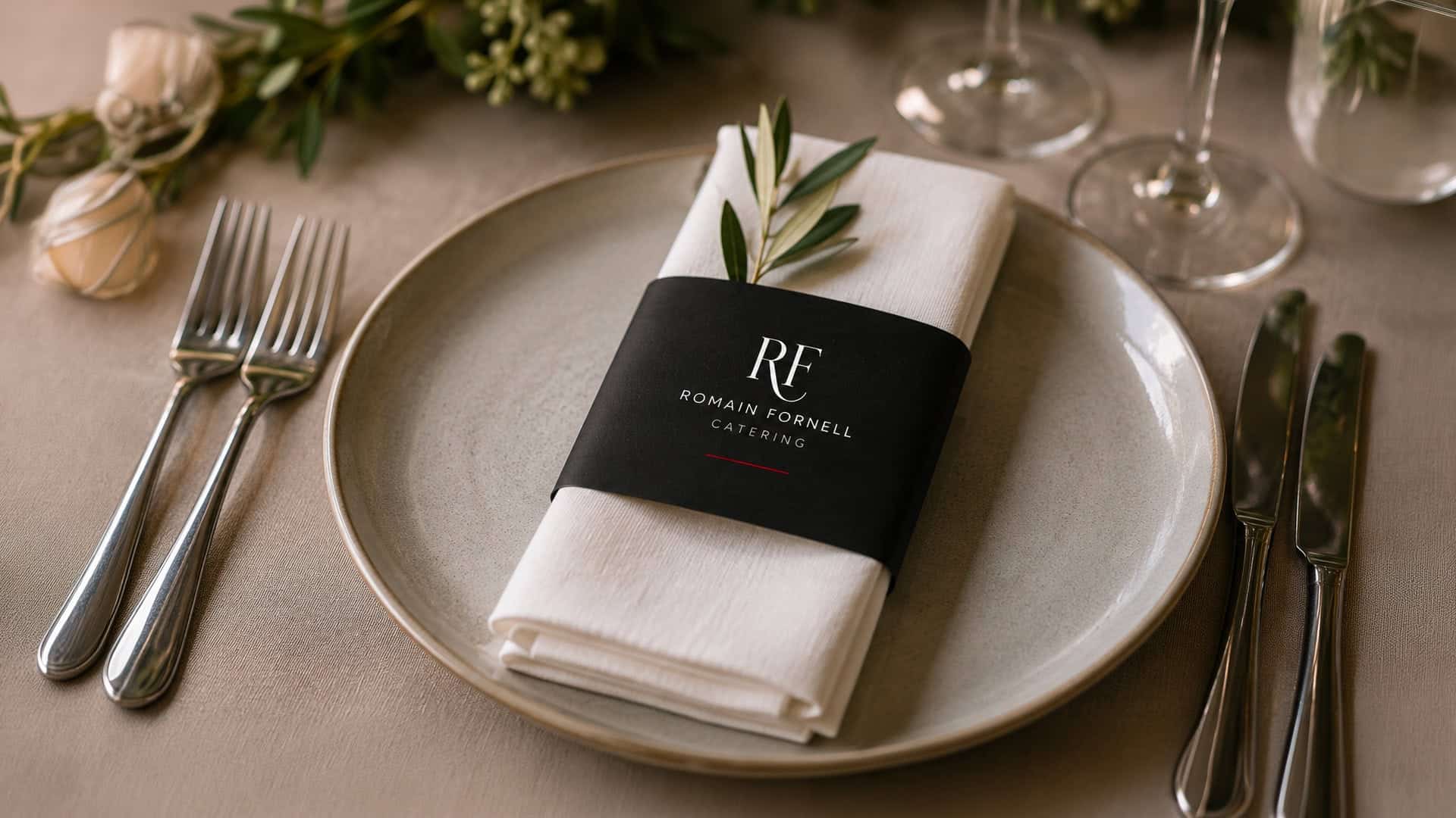 Identidad de marca del Grupo Goût Rouge para el catering de Romain Fornell
