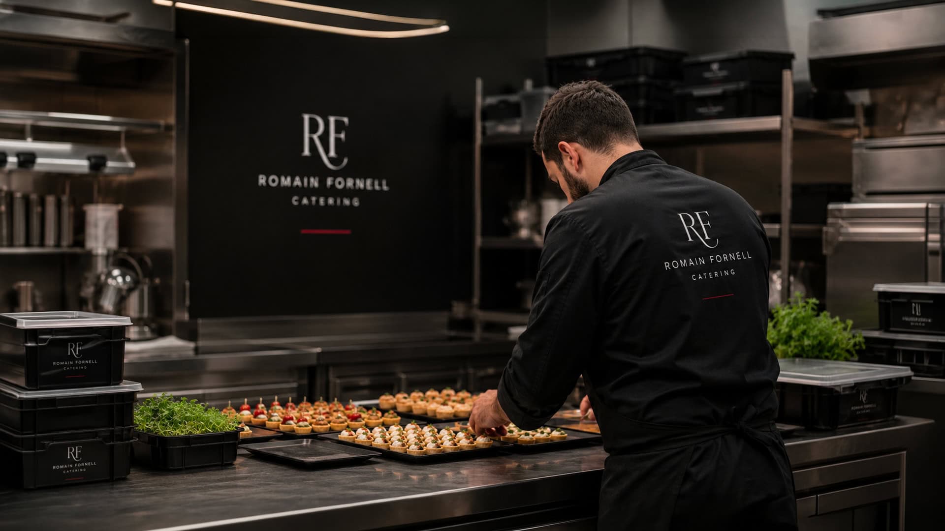 Branding del servicio de catering de Romain Fornell en Barcelona por Mariona Agency