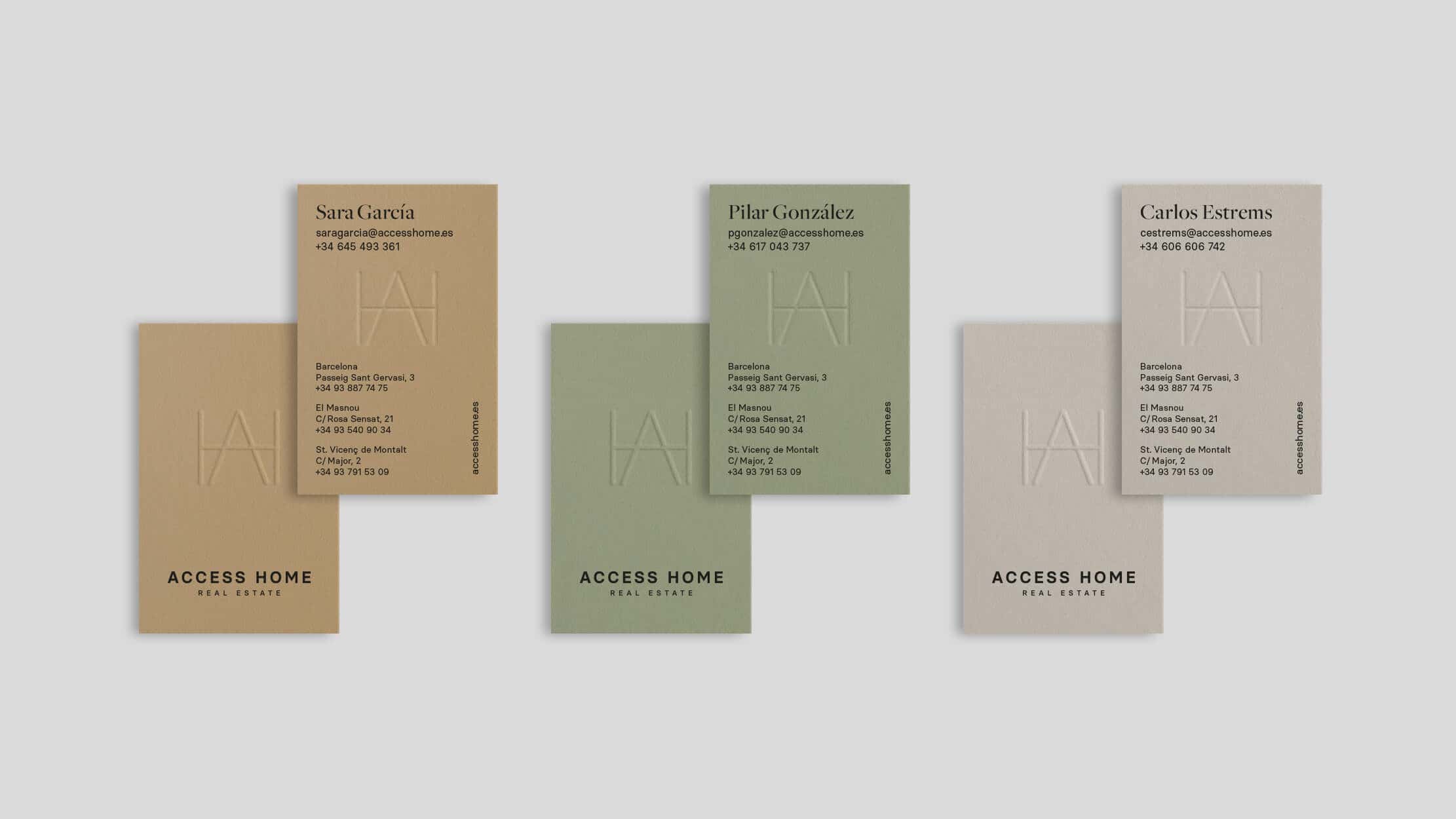 Tarjetas de Access Home con la nueva identidad, diseño Mariona Agency