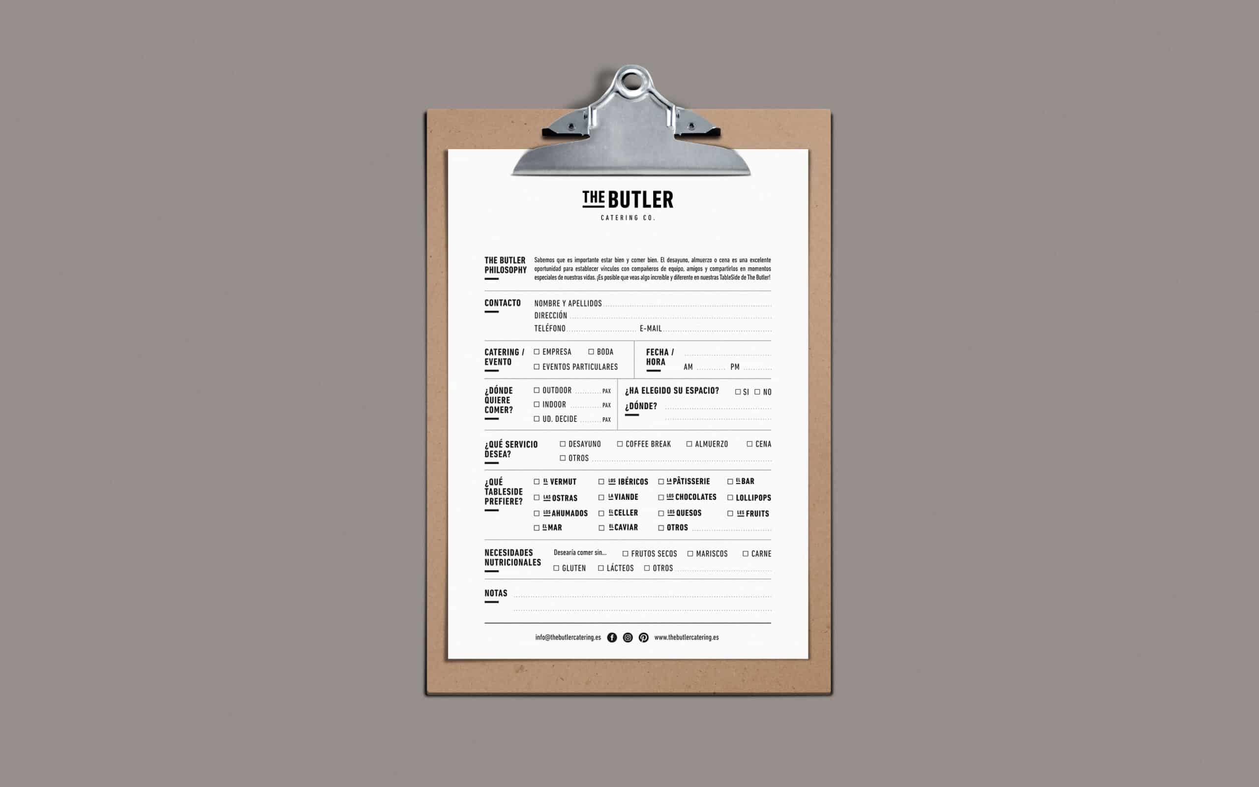 Identidad visual de The Butler catering co., obra de Mariona Agency