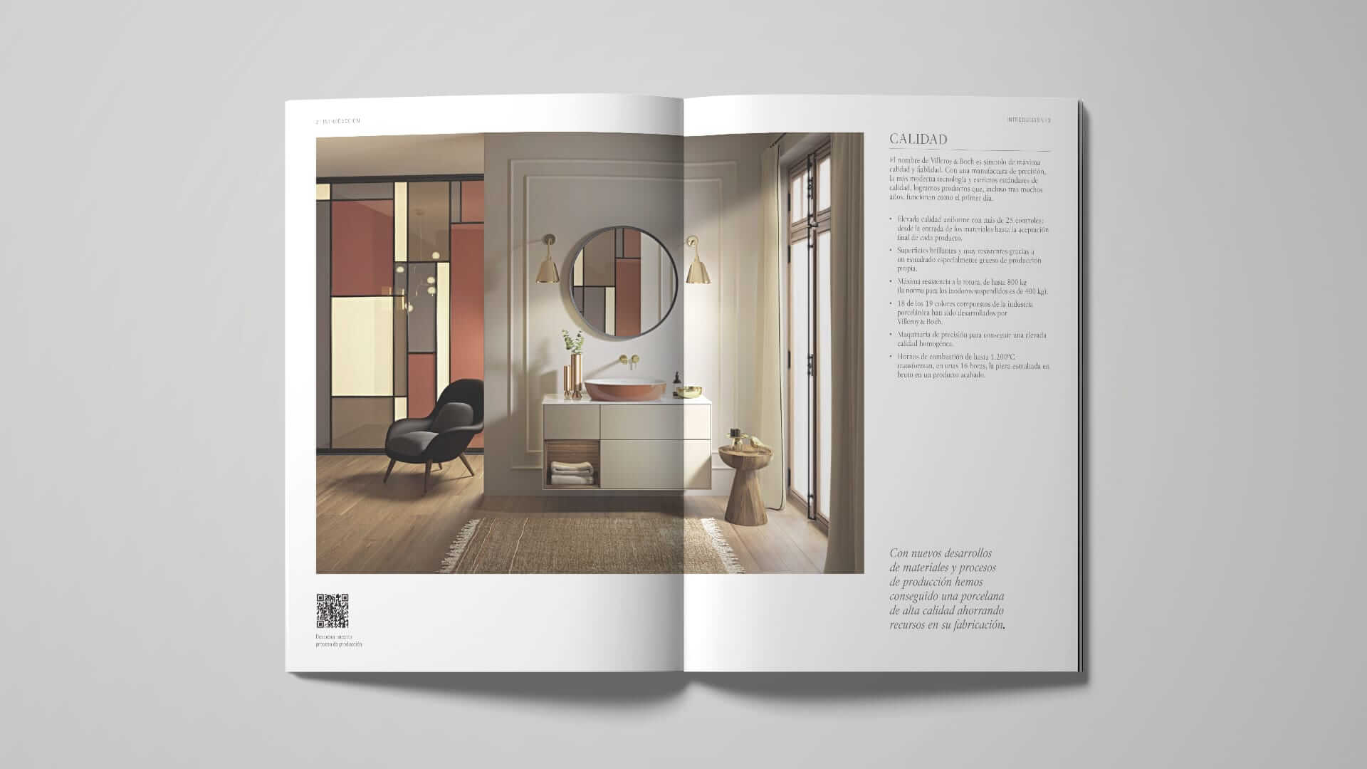 Doble página del catálogo de Villeroy & Boch maquetada por Mariona Agency