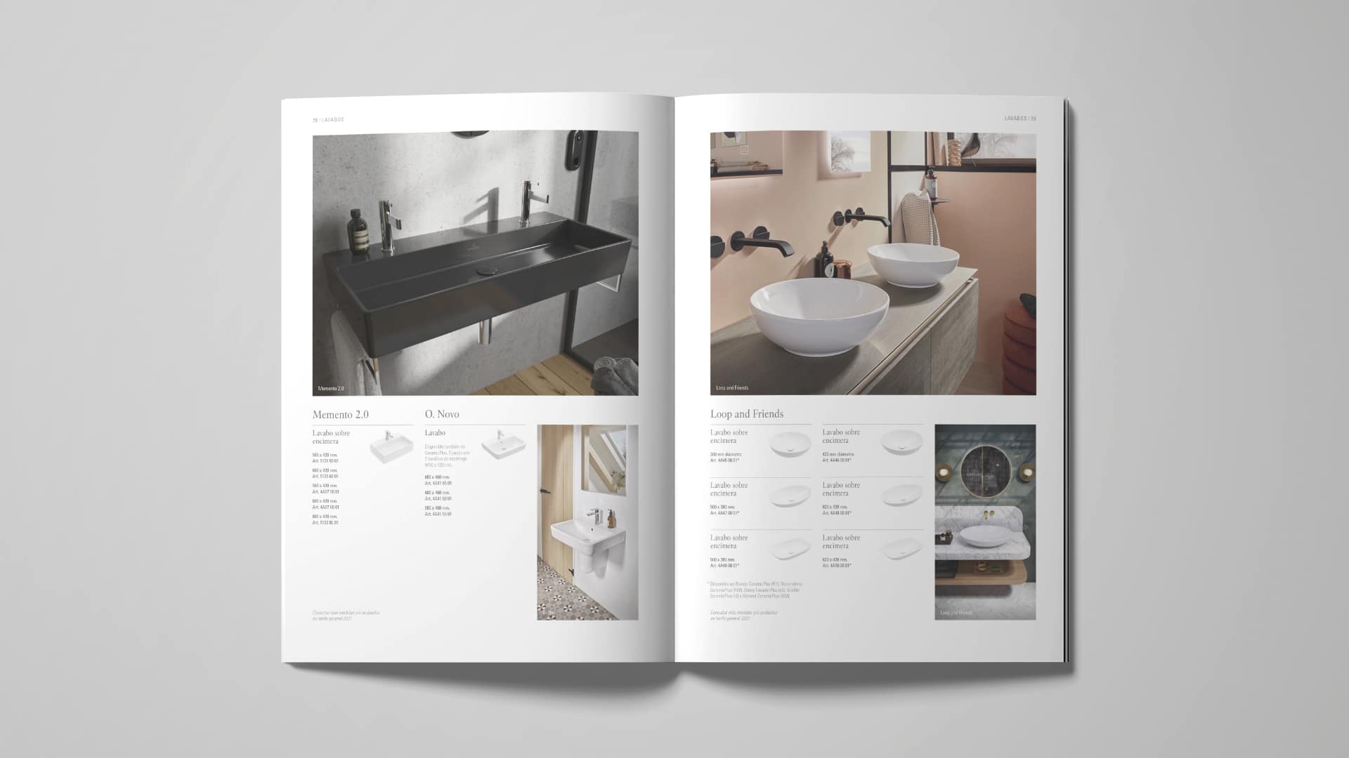 Páginas interiores del catálogo Villeroy & Boch diseñadas por Mariona Agency