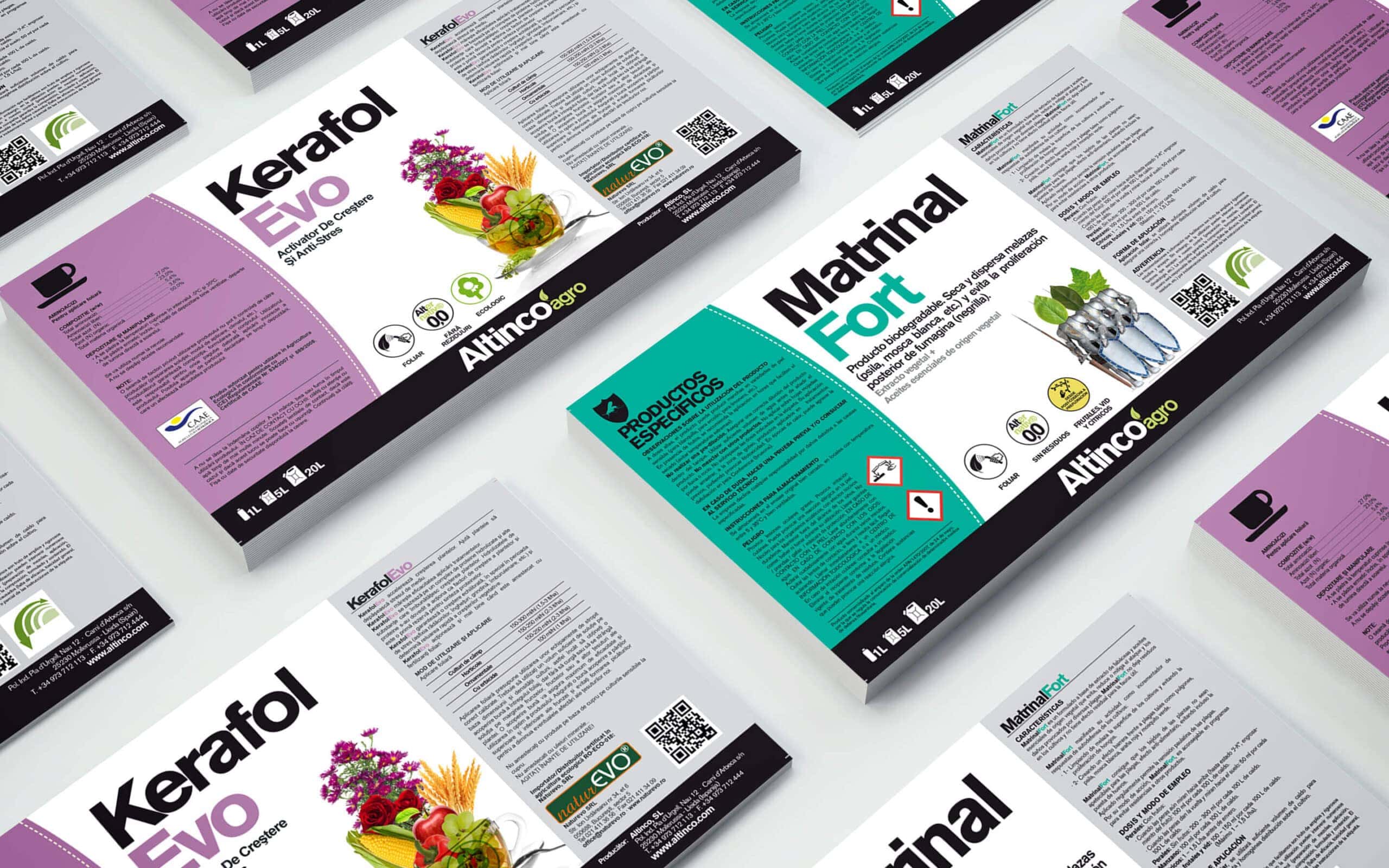 Línea gráfica de los productos AltincoAgro, diseño de Mariona Agency