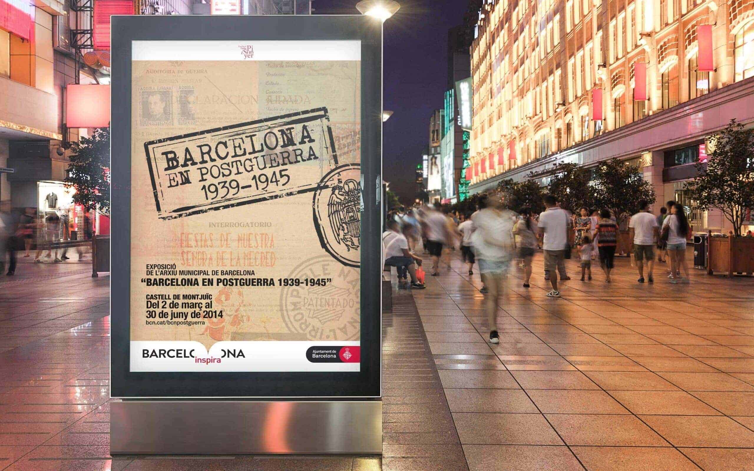 Identidad gráfica de la exposición Barcelona en Postguerra 1939-1945, por Mariona Agency
