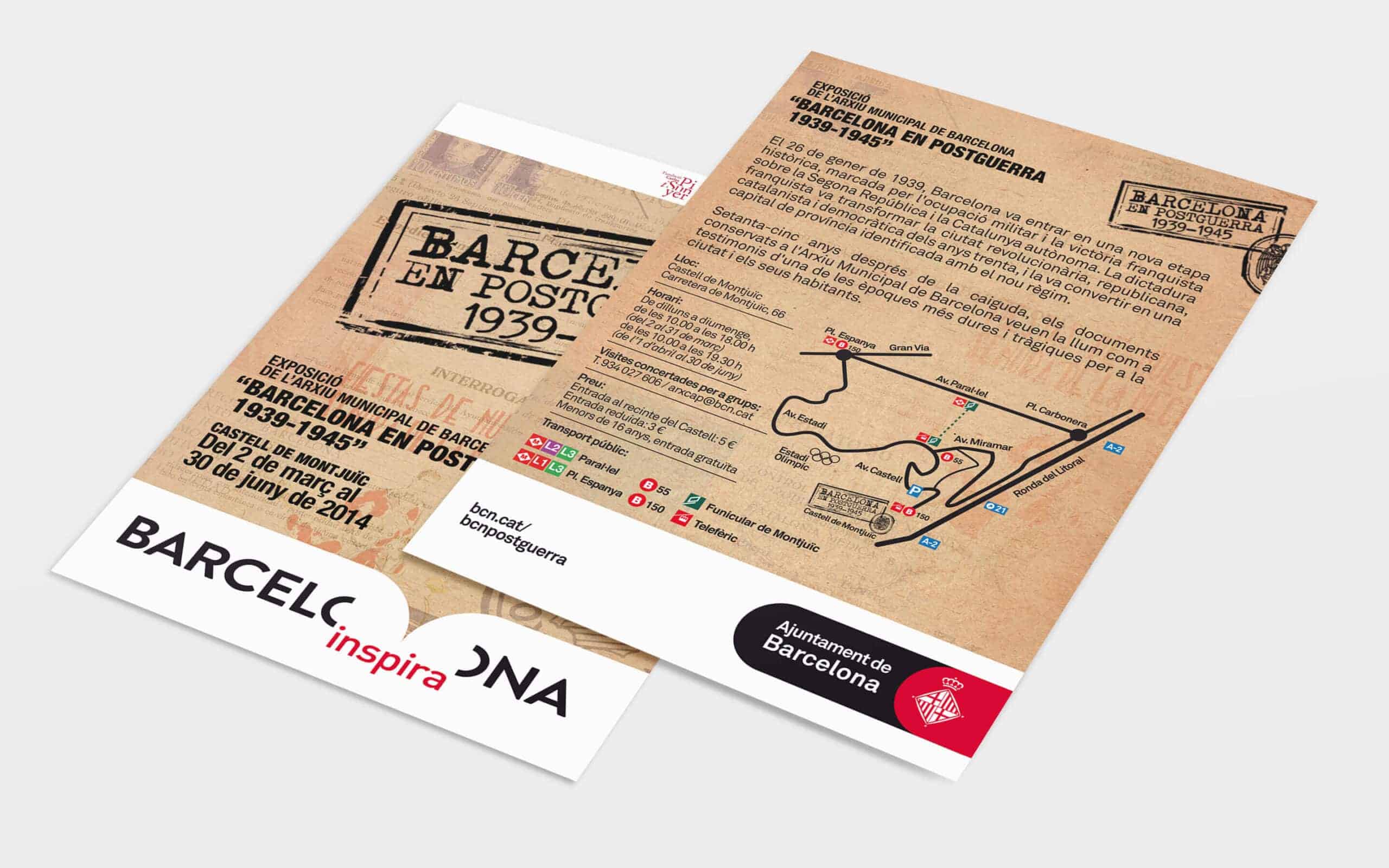 Cartel de la exposición Barcelona en Postguerra, diseño de Mariona Agency