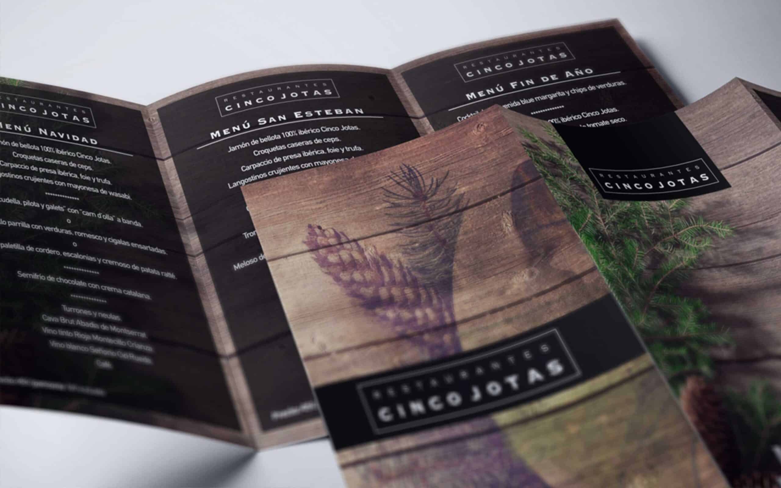 Diseño editorial de Mariona Agency para los restaurantes Cinco Jotas