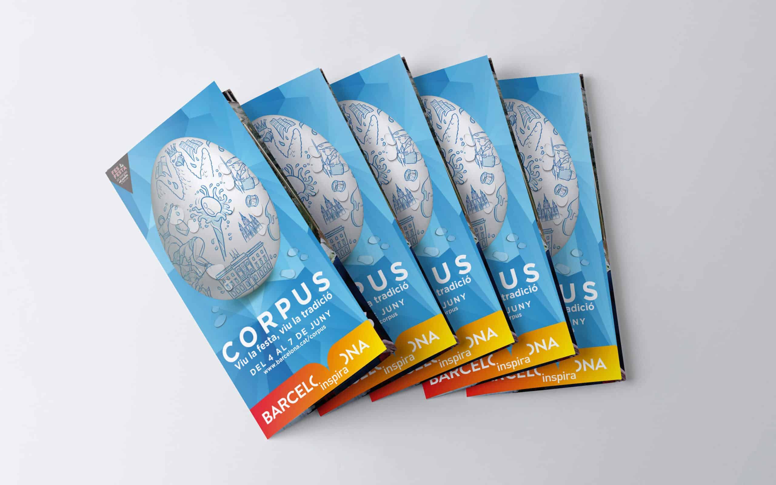 Señalética de la festividad de Corpus en el centro de Barcelona, diseño Mariona Agency
