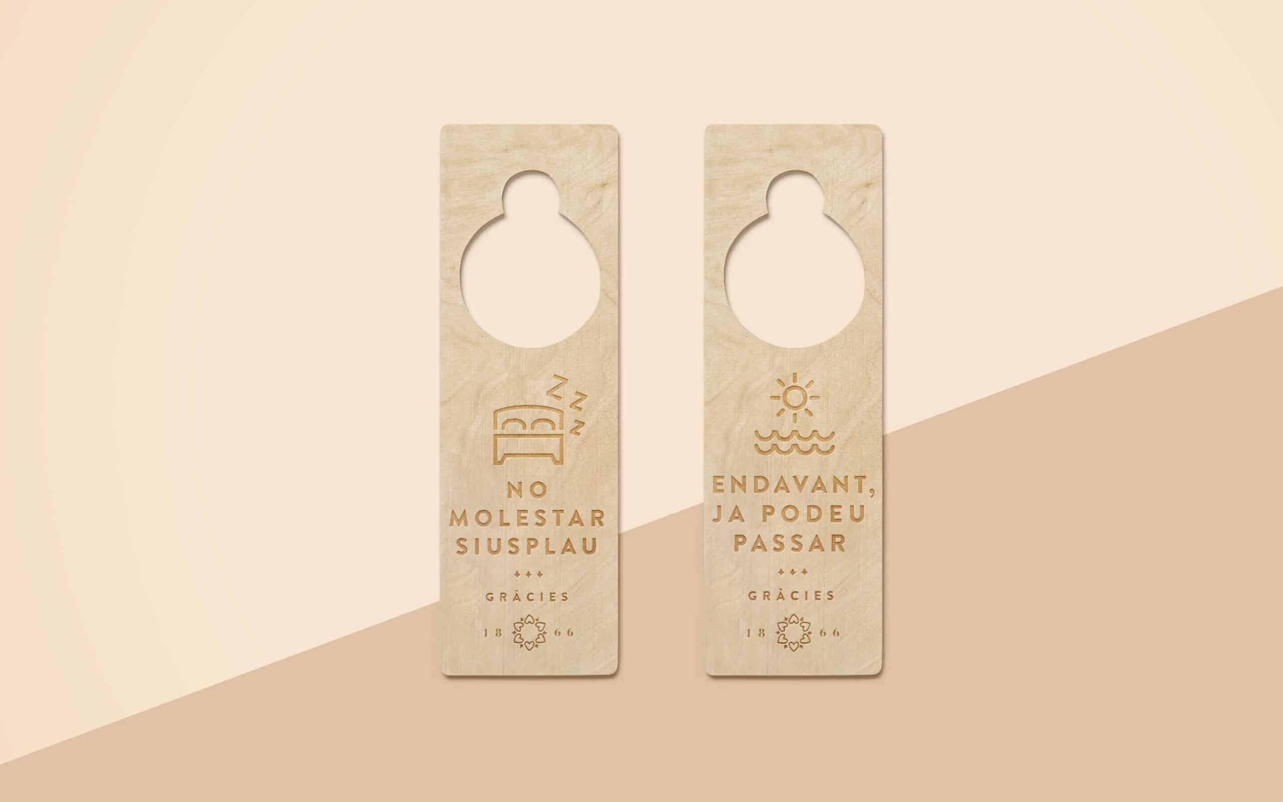 Detalle de identidad del hotel boutique, obra de Mariona Agency