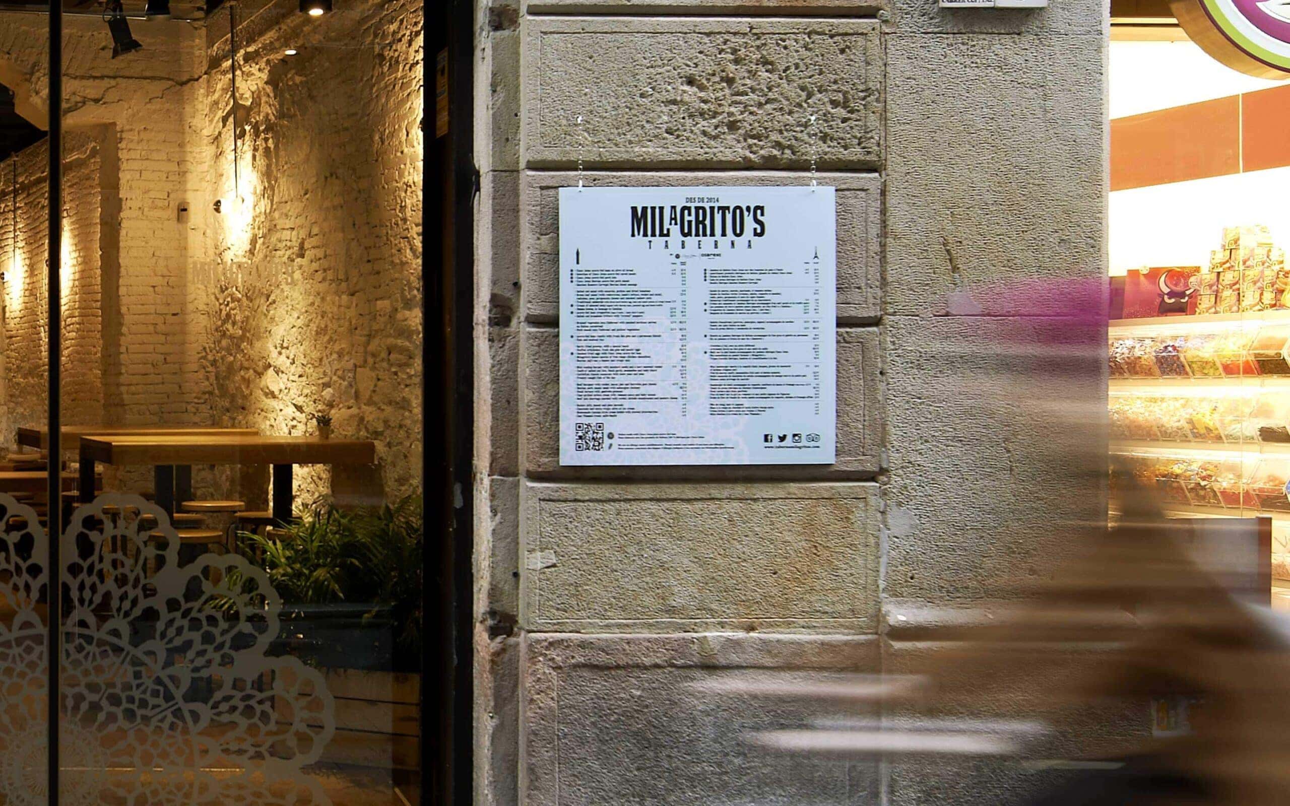 Identidad gráfica de Taberna Milgritos diseñada por Mariona Agency
