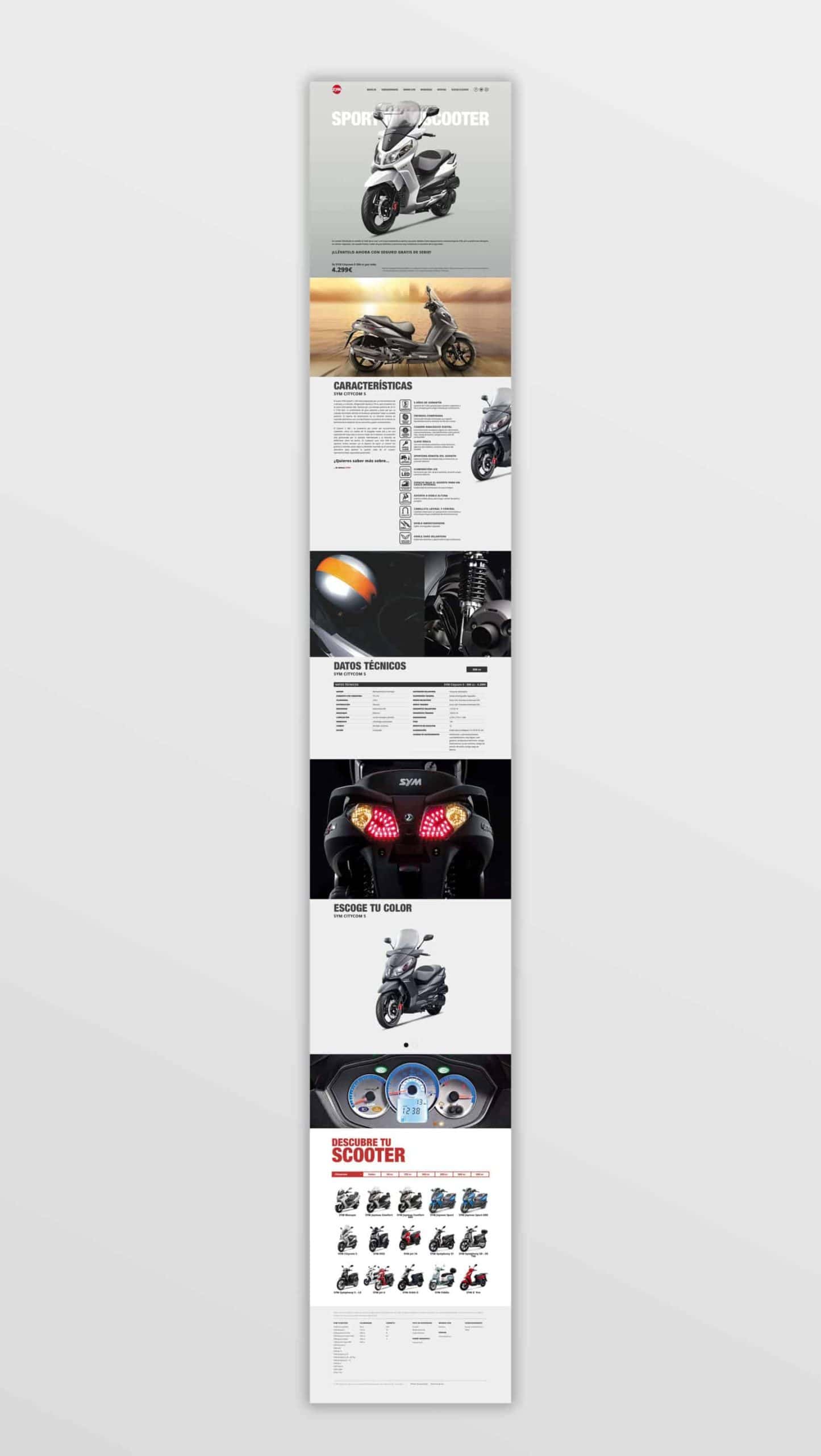 Acabados de la moto SYM retocados por el equipo de Mariona Agency